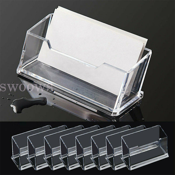 5/10x Business Card Holder Display Clear Desktop PMMA Stand Plastic Desk Shelf