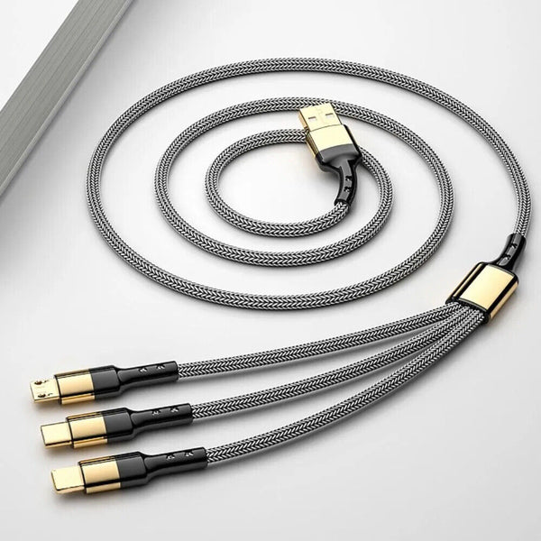 Multi Charging Cable 5A 3 in 1 Multiple USB Super Fast Long Charging Cable Cord