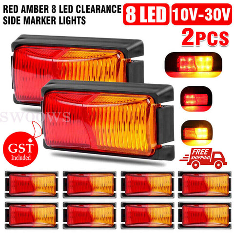 Red Amber LED Clearance Lights Side Marker Lamp Trailer Truck Caravan Multi Volt