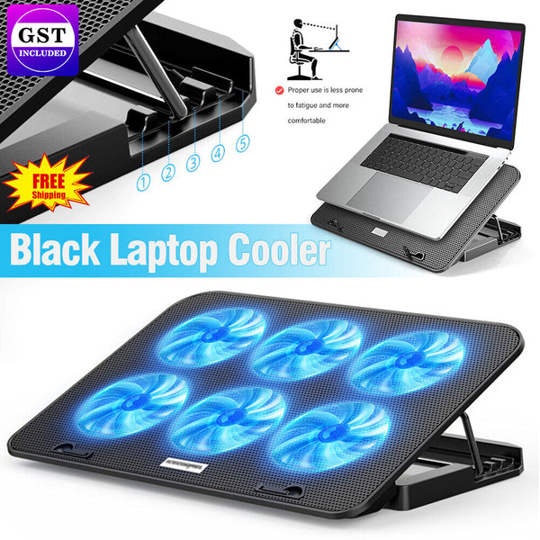 A9 Laptop Cooler (JS45.2) 6 Powerful Fan Table Stand for 12"-17" Laptop Blue LED