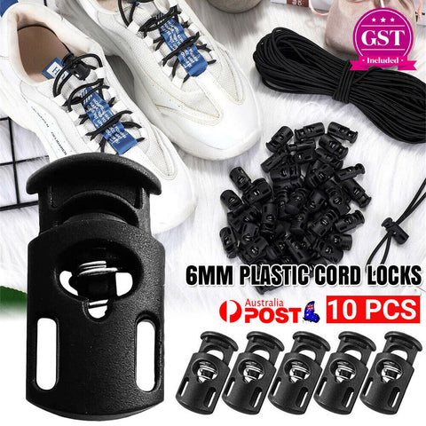 UPTO 100x Plastic Cord Locks Single Hole End Spring Stop Toggle Stopper Lanyard