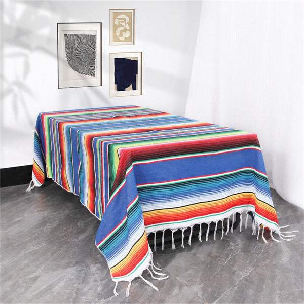 Mexican Sarape Blanket Tablecloth Throw Yoga Beach Picnic Rug Party 150x215cm