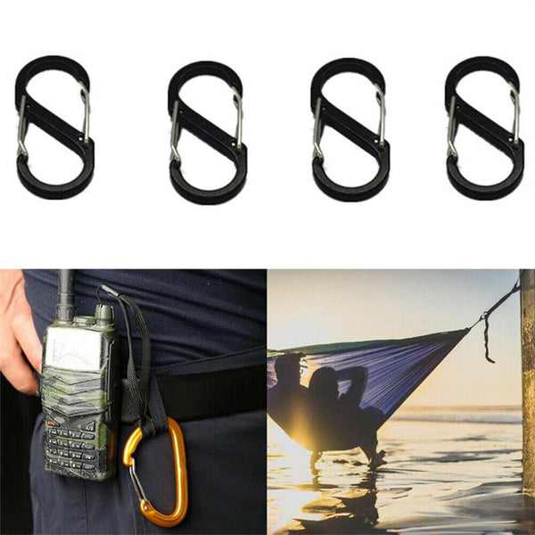 UP 100X Cable Carabiner Camping Hiking Hook Chain Key S-Ring Lock Clip Holder