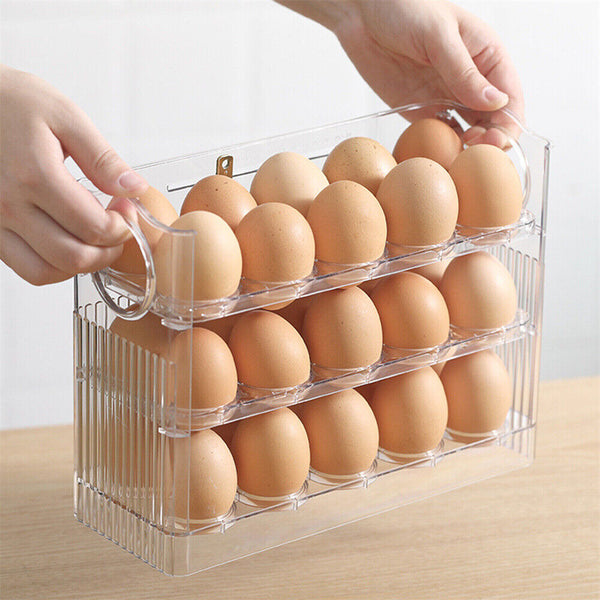 3Tier Storage Rack Egg Holder Space Saver Tray Flip Stand Dispenser Refrigerator