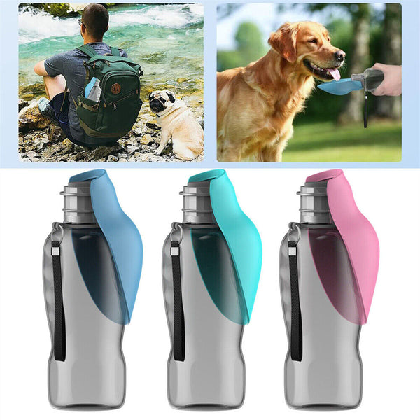 800ml Portable Dog Water Bottle Pet Outdoor Travel Hiking Walking Drinking Bowl