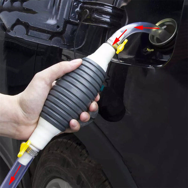 Car Manual Hand Water Oil Liquid Petrol Fuel Transfer Pump Siphon-Pipe Hose tool