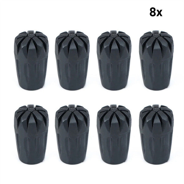 8pcs Black Spare Walking Stick Trekking Hiking Pole Rubber Ferrule Tips End Cap