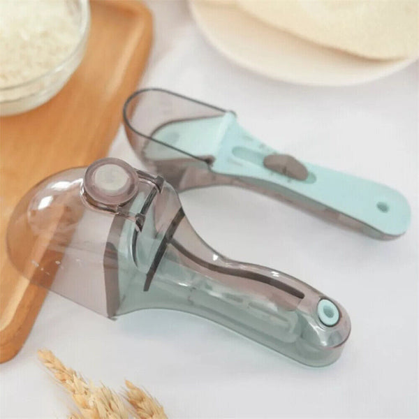 2pcs Baking Adjustable Plastic Scale Gauge Scoop Kitchen Measuring Spoons