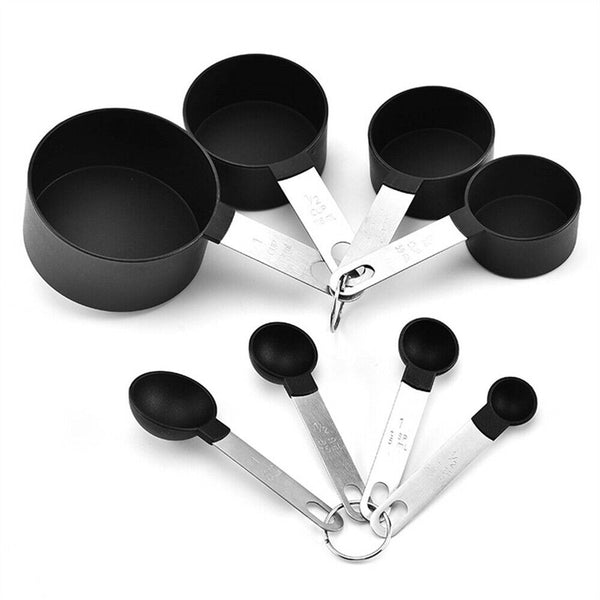 8pcs Stainless Steel Measuring Cups Spoons Kitchen Baking Cooking Tools Set AU