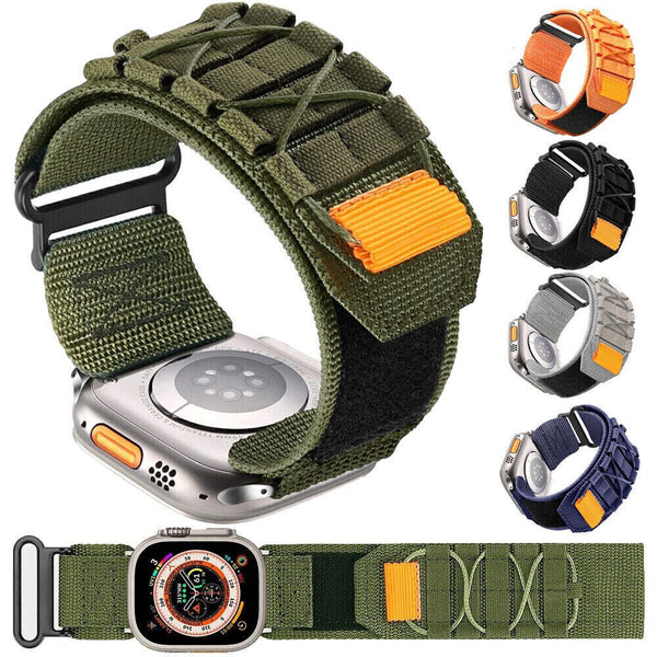 Rugged Military Nylon Strap Band For Apple Watch Ultra Series 9 8 7 6 5 4 3 2 SE