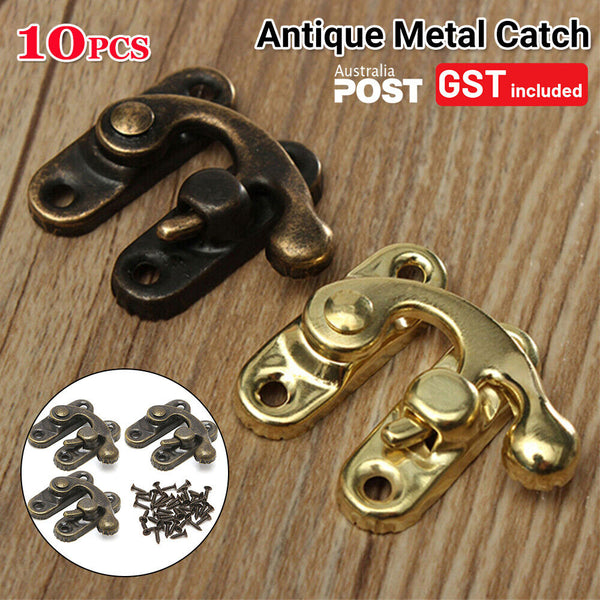 5/10pcs Antique Metal Catch Curved Buckle Horn Lock Clasp Hook Jewelry Box Pad