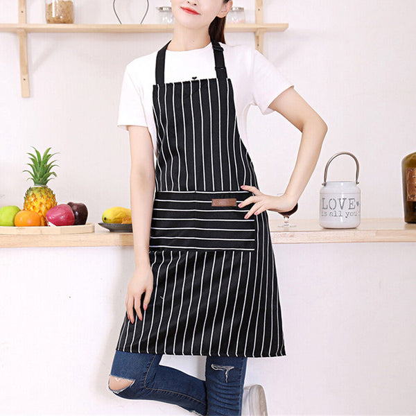 Adjustable Apron Hanging Neck Cooking Kitchen Baking Bar BBQ Chefs 2 Pockets AU