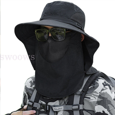 Outdoor Sun UV Protection Fishing Cap Neck Face Flap Wide Brim Hat Cover Summer