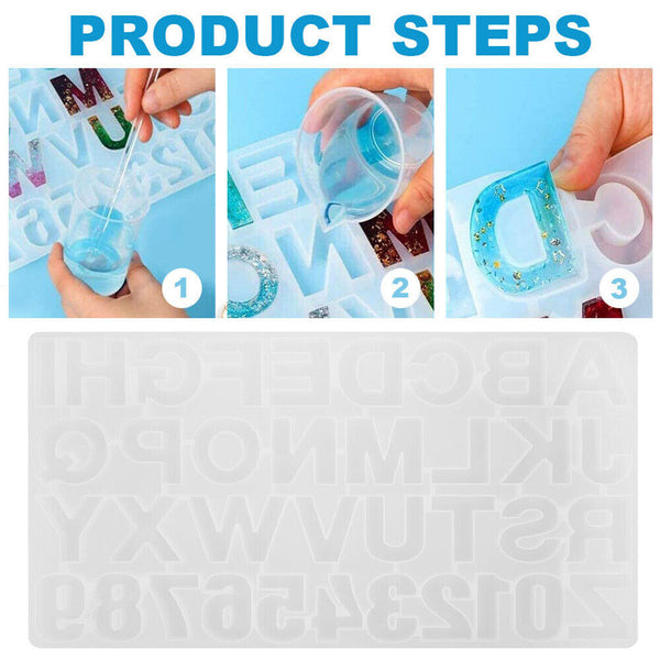 224xEpoxy Resin Mold Casting Letter Alphabet Number Silicone Jewelry Mould Craft