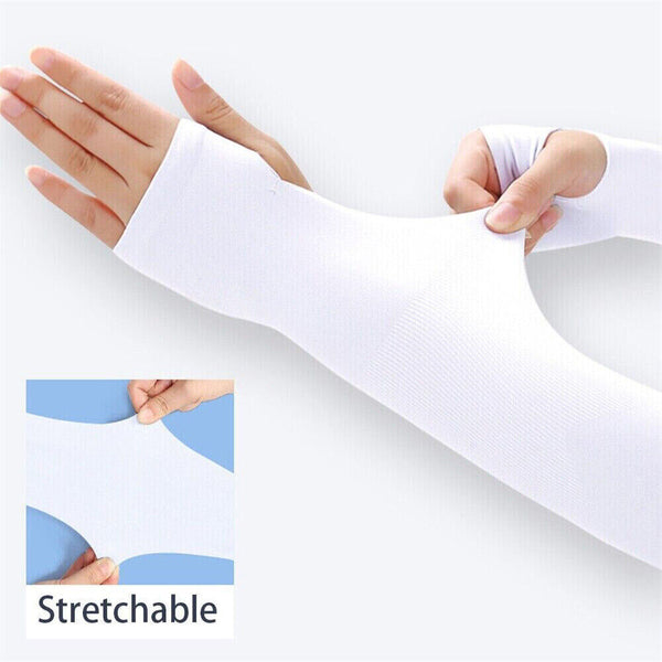 UV Sun Protection Cooling Long Arm Driving Half Finger Gloves Sleeve Sports