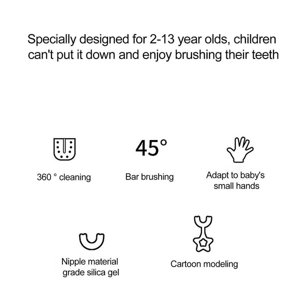 Kids U Shaped Toothbrush Soft Silicone Brush Head 360° Oral Teeth Cleaning Brush