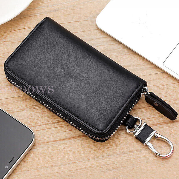 PU Leather Key Holder Case Keychain Pouch Bag Car Wallet Key Ring Unisex