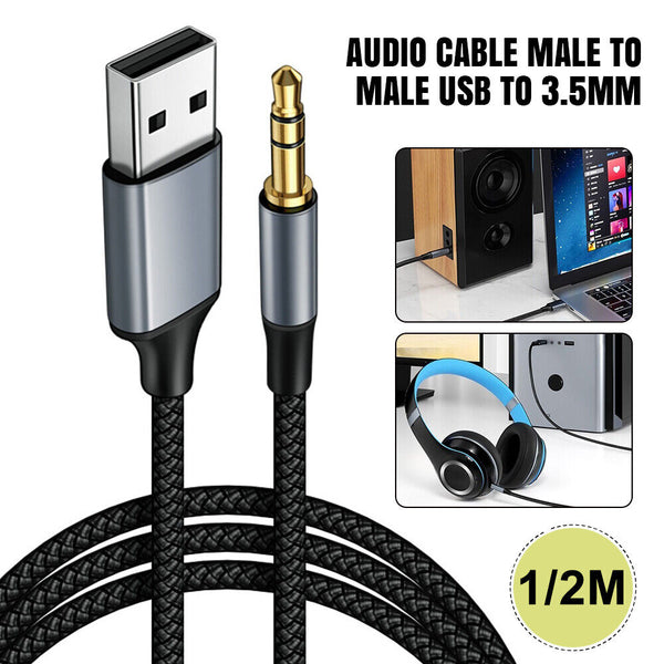 Adapter Wire USB A to 3.5 Jack Male to Male USB to 3.5mm Aux Line Audio Cable