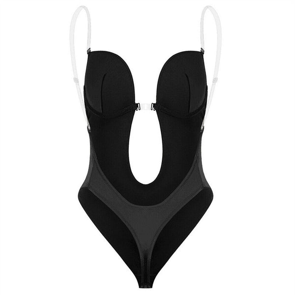 Women Invisible Push Up Bra Backless Bodysuit wedding Party Bra Deep U Underwear