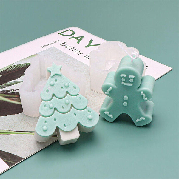 Silicone Mould 3D Art Wax Mold Christmas Candle Mold Snowman Tree Making Mold