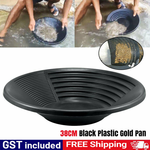 Gold Turbo Pan 38cm Black Plastic Gem Fossicking Panning Prospecting Detector AU