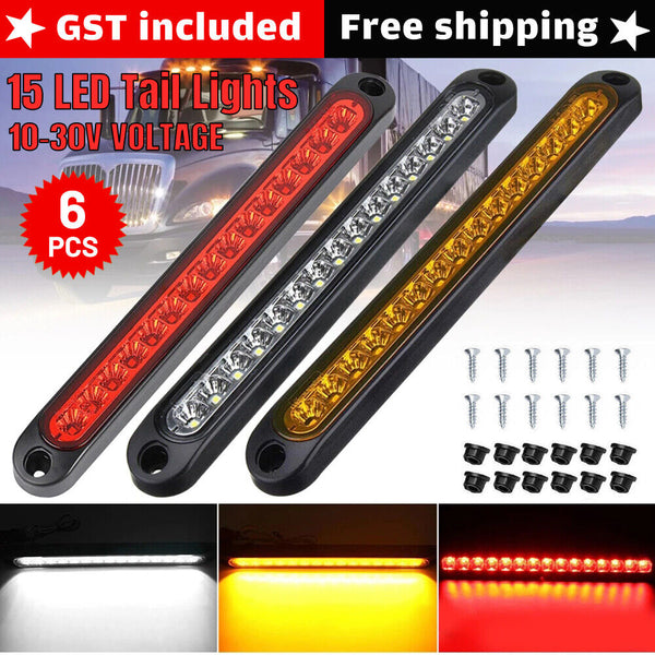 6x15LED Tail Lights Brake Indicator Reverse Slim Strip RV Trailer Light UTE STOP