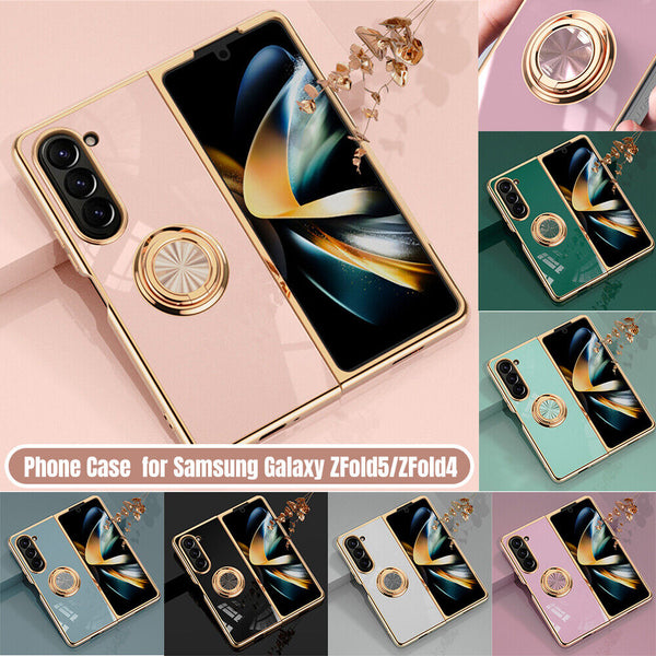 Shockproof Case Luxury Plating Ring Cover For Samsung Galaxy Z Fold 5 4 5G