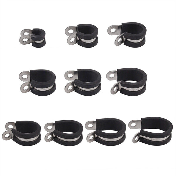 up100 P Clips Rubber Lined Cable Hose Pipe Clamps Holder Air Clip Clamp 6mm-24mm