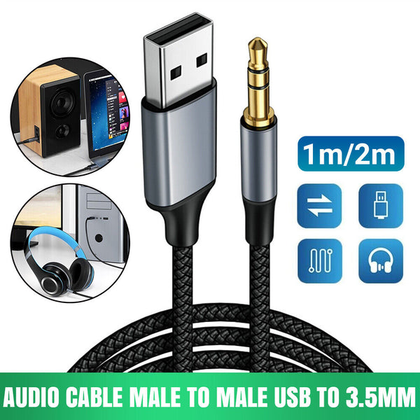 Adapter Wire USB A to 3.5 Jack Male to Male USB to 3.5mm Aux Line Audio Cable