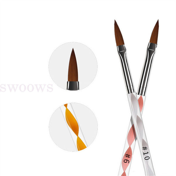 5pcs x New Sable Nail Art Acrylic Brushes in Sizes 4 6 8 10 12 Gel Drawing