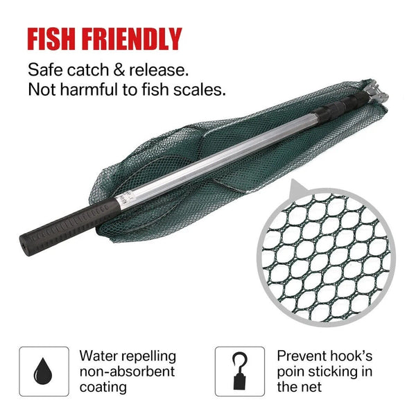 Telescopic Folding Aluminum Fishing Landing Net 3 Section Extending Pole 210cm