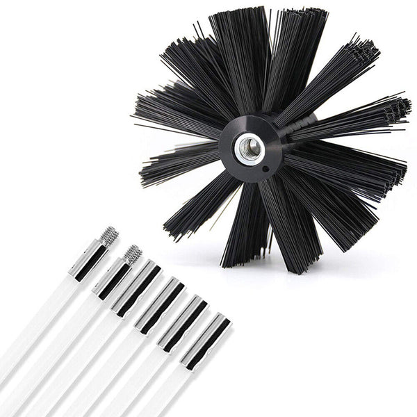 Rotary Chimney Cleaners Brush Cleaning Sweep System Fireplace Kit Flexible Rod