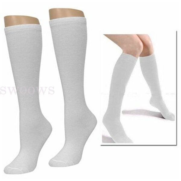 Cotton Long School Knee High Black White Navy Blue Socks Kids Boys Girls New AU