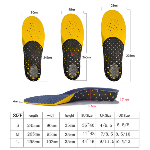 Orthotic Insoles Shoes Arch Support Pain Relief Orthopedic Inner Sole Men Women