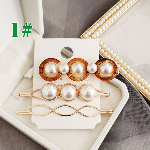 3Pcs set Pearl Acrylic Hair Clips Hair Accessories Vintage Bangs Clip Hairgrip