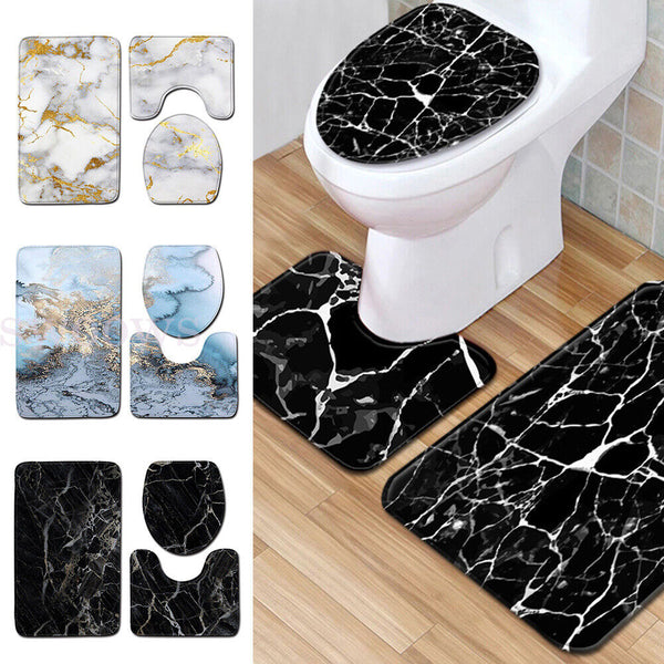 Washable Anti Slip Bathroom Mat Toilet Seat Lid Cover Pedestal Rug Bath Carpet