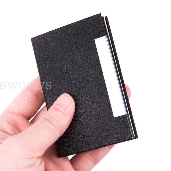 Business Card Holder Case PU Leather Stainless Steel Multi Magnetic Closing Case