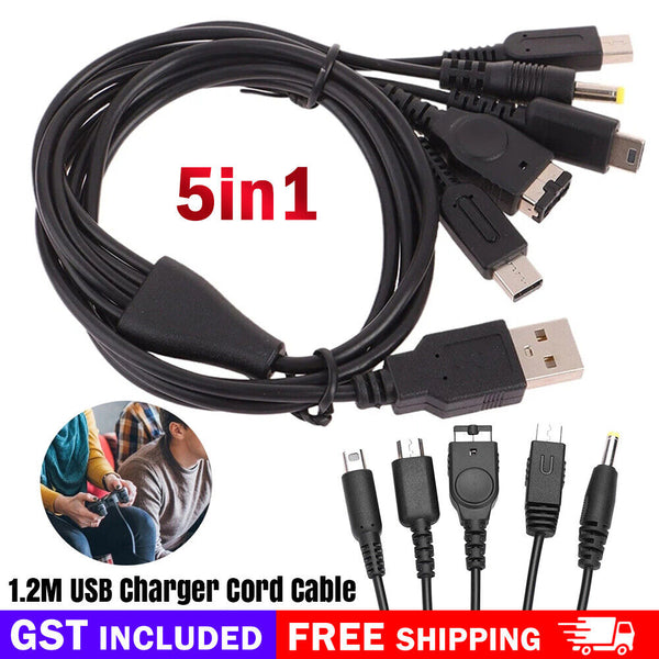 5in1 USB Charger Cord Cable For Nintendo New 2DS 3DS DSi XL NDS GBA SP DS Lite