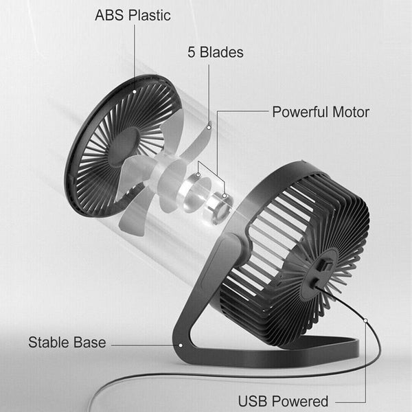 Portable mini USB CoolingFan 360 degrees Small Desktop Desk Quiet Computer 4inch