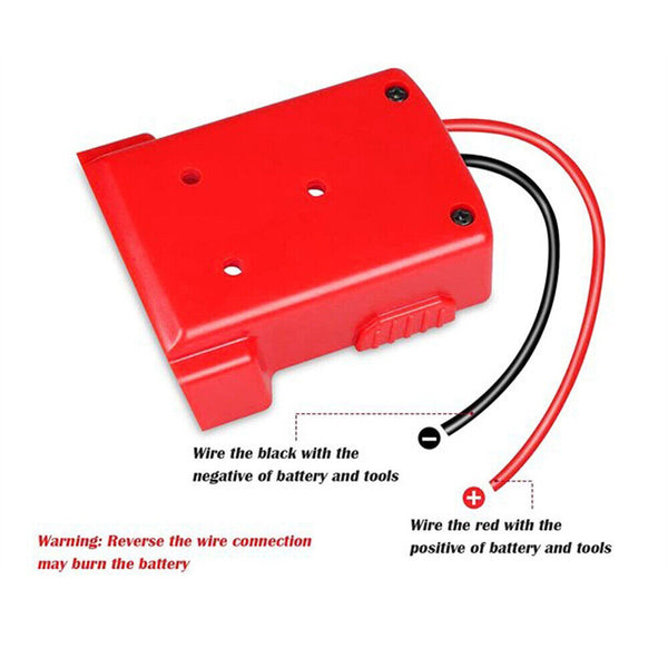 Battery Adapter For Milwaukee M18 18V To Dock Power 2 Wirings Output DIY Red BlK