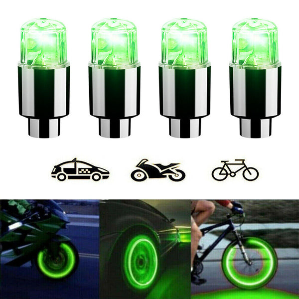 4-16pcs LED Wheel Tire Air Valve Stem Caps Neon Light For Motor Bike Car Bicycle