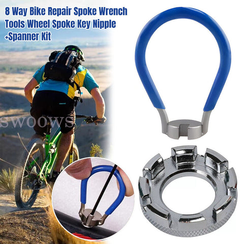 8 Way Bike Repair Spoke Wrench Tools Wheel Spoke Key Nipple +Spanner Kit AU NEW