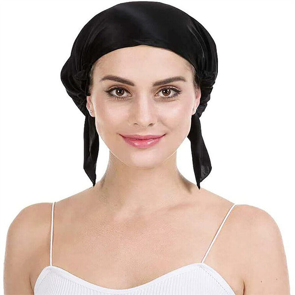 Women's Pure Mulberry Silk Sleep Hair Hat Care Satin Sleeping Bonnet Night Cap