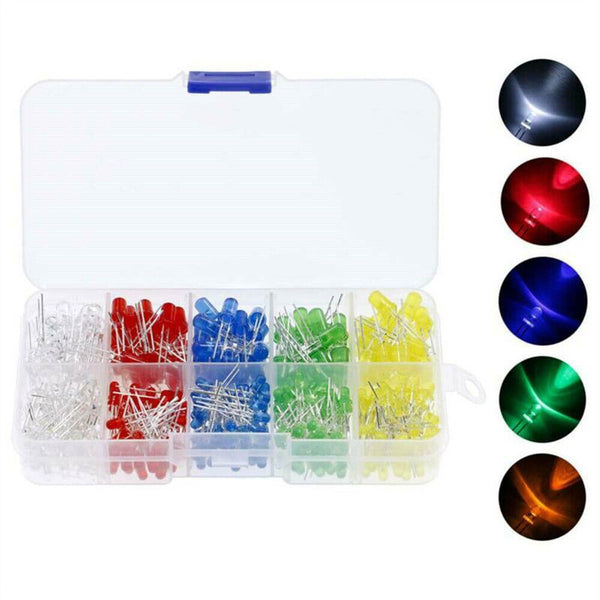 300Pcs 3V 3mm 5mm Light Emitting Diode LED Lamp Assorted Kit Red White Green AU