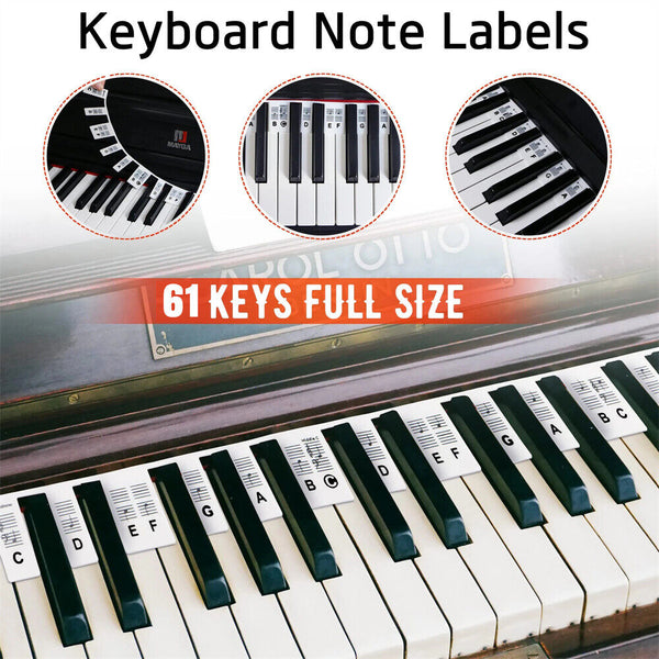 1/2 Universal Colorful Removable Piano Stickers for 61 Key Keyboards Note Labels