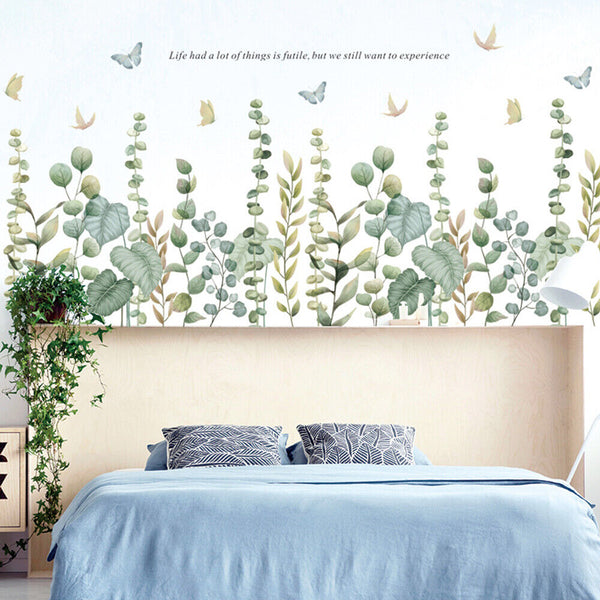 Tropical Green Foliage Leaves Plant Wall Stickers Vinyl Nursery Decor Art Mural