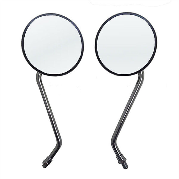 Pair round black motorcycle mirrors M10 10mm Thread Rear Side View Mirror