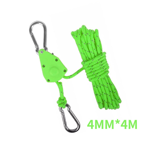 4Metre Camping Ratchet Pulley Tent Guide Rope Adjustable Guy Line Tensioner Tie