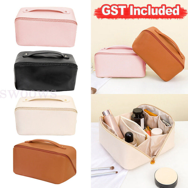 Large Capacity Travel Cosmetic Bag - Makeup Bag, Portable Leather Waterproof NEW