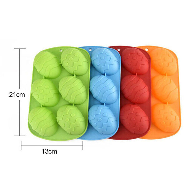 6 Cavity Silicone Eggs Shaped Mould 3D Easter Chocolate Baking Dessert Cake Mold